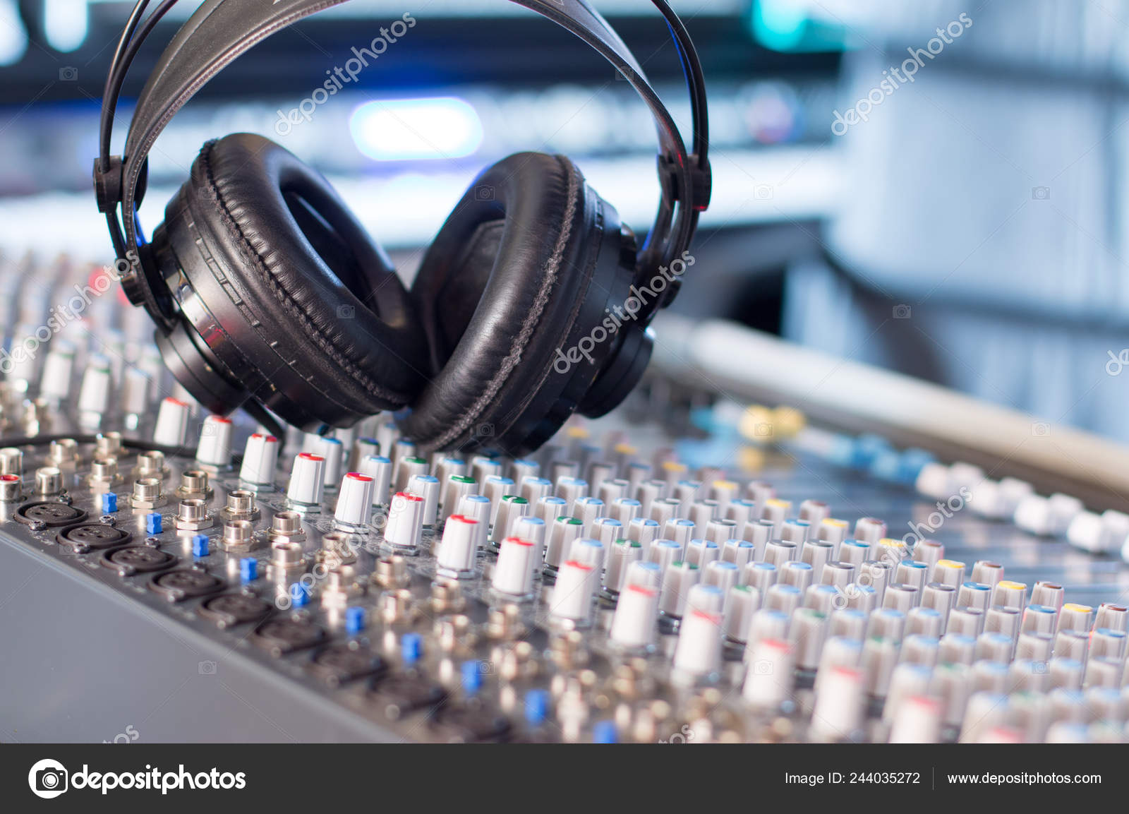 Professional Sound Recording Studio Headphones Mixer Desk Radio Stock Photo  by ©patrick.daxenbichler 244035272