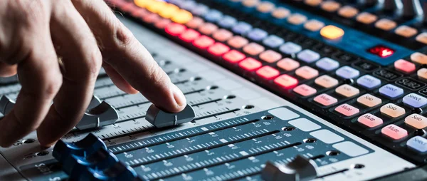 Professional Music Production Sound Recording Studio Mixer Desk — Stock Photo, Image