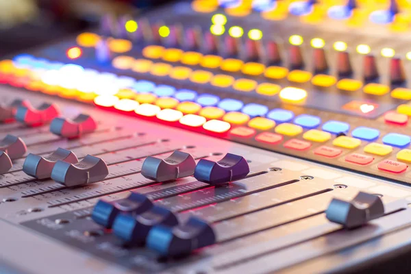 Professional Music Production Sound Recording Studio Mixer Desk — Stock Photo, Image