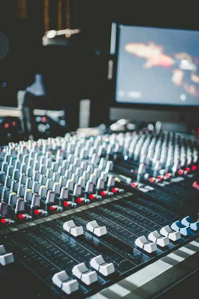 Professional Music Production Sound Recording Studio Mixer Desk — Stock Photo, Image