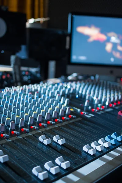 Professional Music Production Sound Recording Studio Mixer Desk — Stock Photo, Image