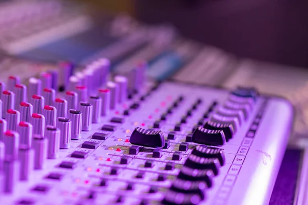 Professional Music Production Sound Recording Studio Mixer Desk — Stock Photo, Image