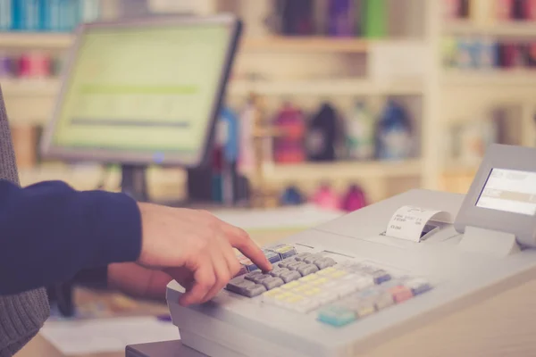 Kasse Geschäft Kunde Bezahlt Einkauf — Stockfoto