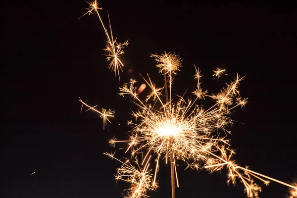 Christmas Sparkler Black Background Sparks — Stock Photo, Image