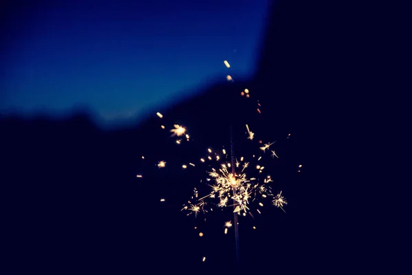 Christmas Sparkler Black Background Sparks — Stock Photo, Image