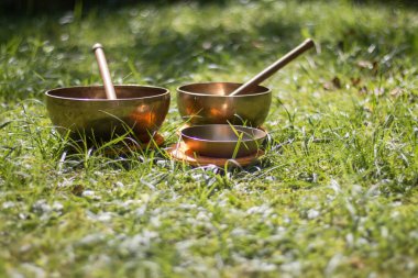 Çim metal singing kaseler kendi Bahçe, zen dizi 