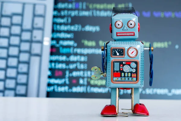 Símbolo Para Chatbot Bot Social Algoritmos Código Programa Segundo Plano — Foto de Stock