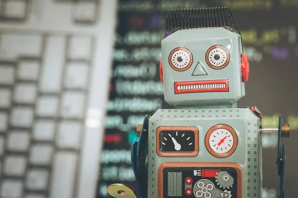 Símbolo Para Chatbot Bot Social Algoritmos Código Programa Segundo Plano — Fotografia de Stock