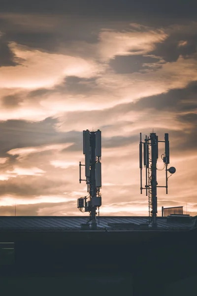 Transmetteur, coucher de soleil, surveillance — Photo