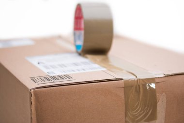 Karton kutu ambalaj, nakliye kavramı: teslimat için hazırlanıyor,