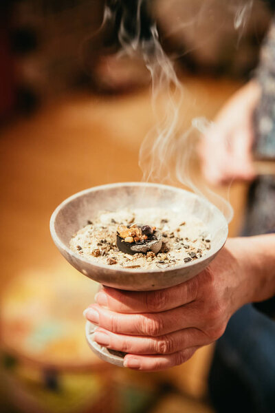 Traditional (esoteric) incense ritual at New Year and Christmas,