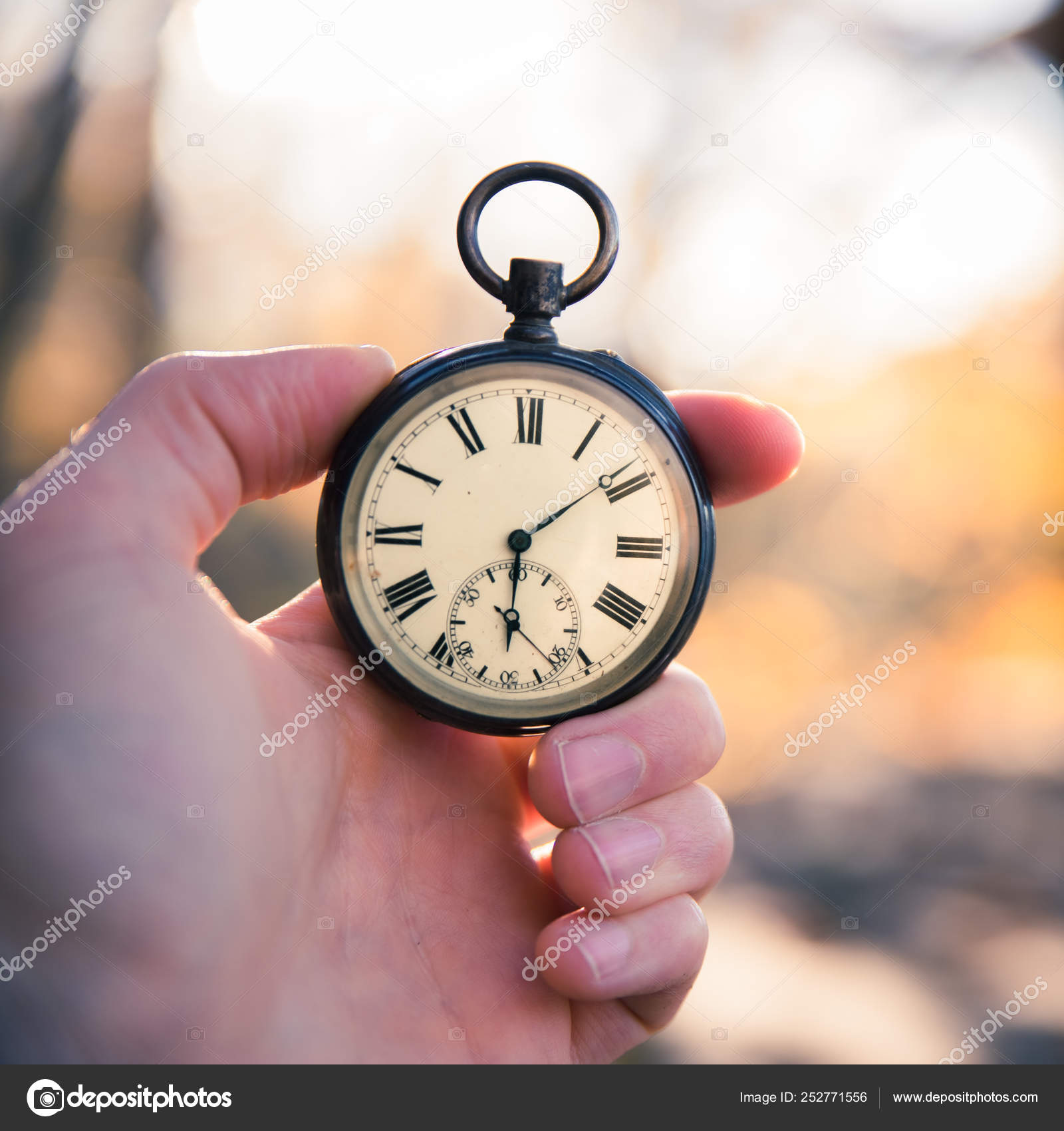 Retro Clock Hand Clock Old Old Vintage Hand Clock Stock Photo