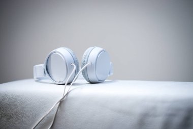 White designer headphones, music clipart