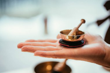 Bebek şarkı kase: bir WOM elinde küçük metal şarkı kase