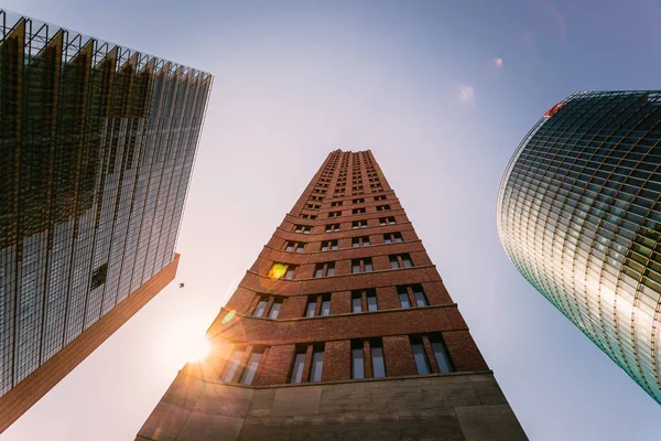 Hochhäuser am Postsdamer Platz in Berlin, Abendkulisse — Stockfoto