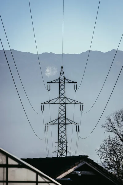 Infraestrutura de eletricidade de alta tensão, rede inteligente — Fotografia de Stock