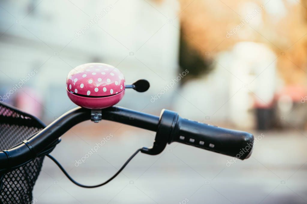 Pink bike bell, urban city, lifestyle