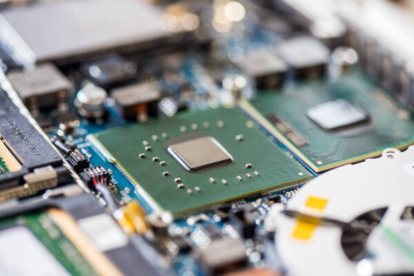 Concept of computer Technology: Close up of a computer chip on a