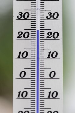 Heatwave: Bulanık bir arka plan üzerinde yaz aylarında Termometre, ısı
