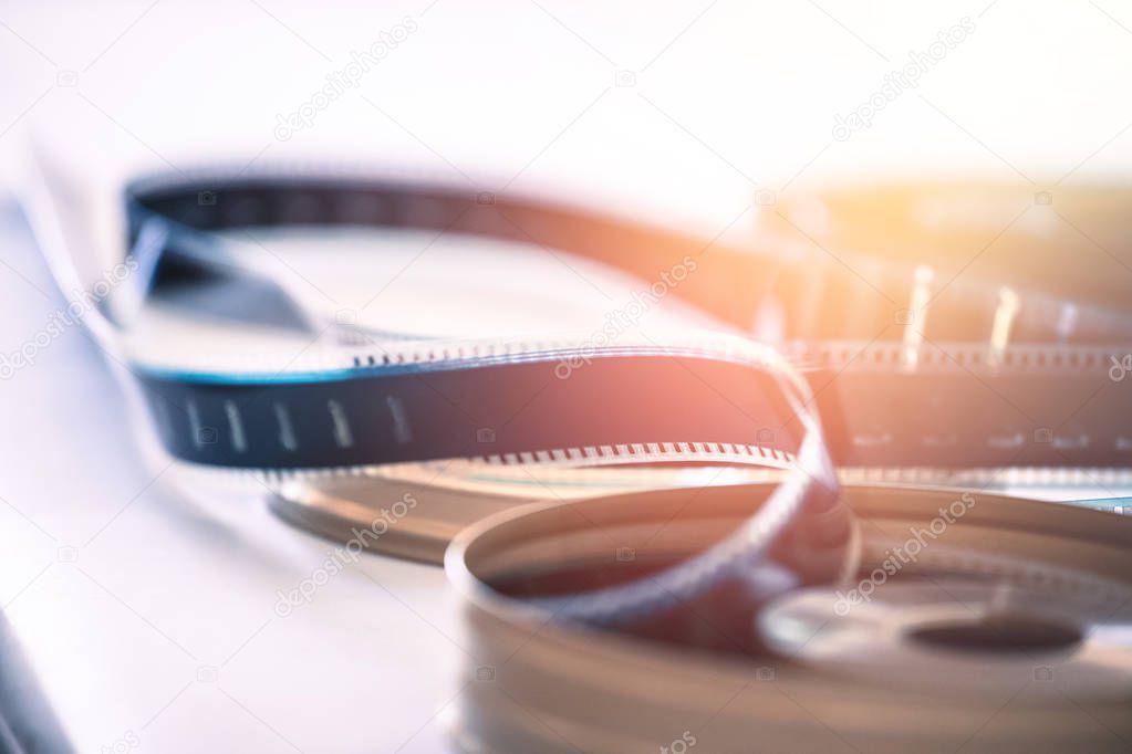 Cinema film reel or filmstrip, close up picture