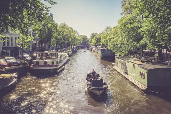 Blick Auf Den Kanal Amsterdam Niederlande — Stockfoto