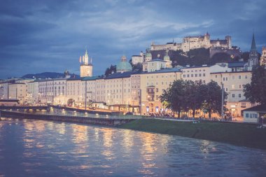 Salzburg 'un panoramik şehir manzarası.