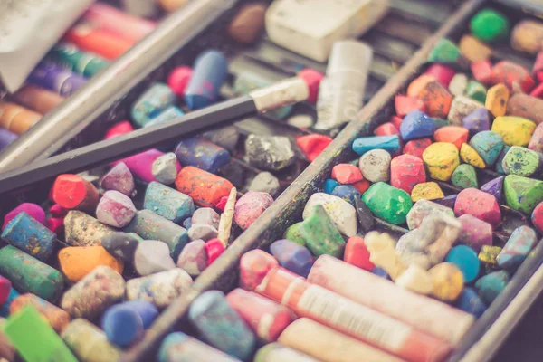 Los Crayones Coloridos Fondo Cierran — Foto de Stock