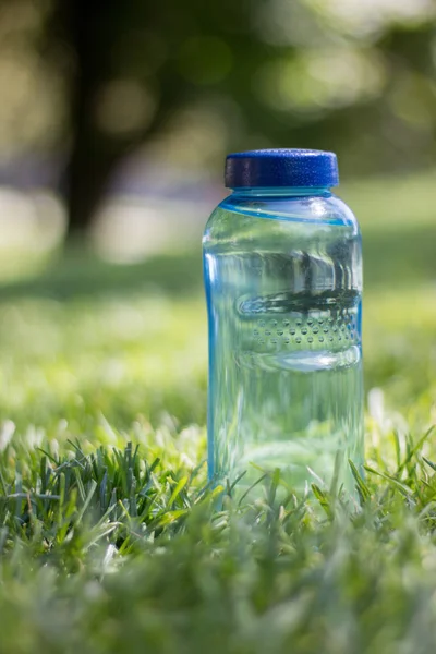 Μπουκάλι Νερό Και Πράσινο Γρασίδι Υγιεινός Τρόπος Ζωής — Φωτογραφία Αρχείου