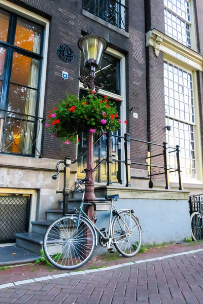 Pohled Ulici Amsterdam Jízdním Kolem — Stock fotografie