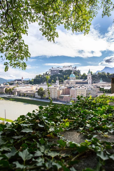 Idyllic Panoramic City Landscape Salzburg Summer — стокове фото