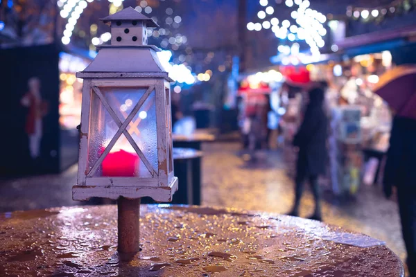 Närbild Jul Lyktan Julmarknad City Flair — Stockfoto