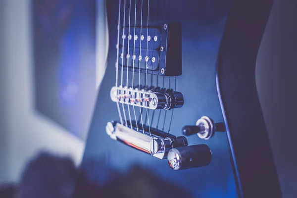 Guitarra Elétrica Segundo Plano Close — Fotografia de Stock