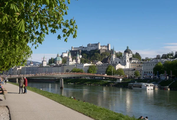 Paisagem Panorâmica Idílica Cidade Salzburgo Verão — Fotografia de Stock