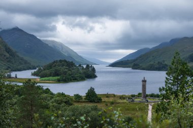 beautiful sea and ancient building in the mountains