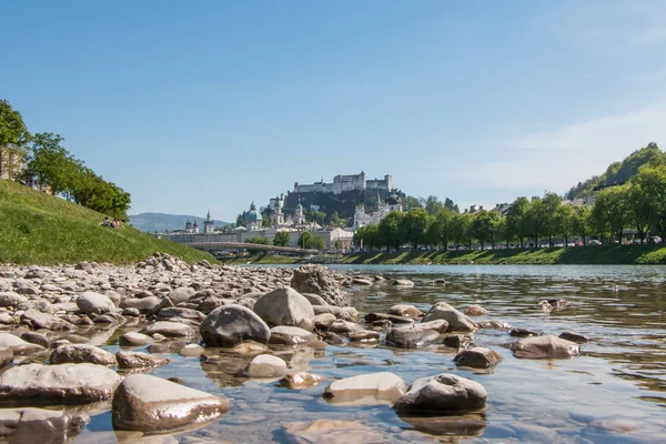 Paisagem Panorâmica Idílica Cidade Salzburgo Verão — Fotografia de Stock