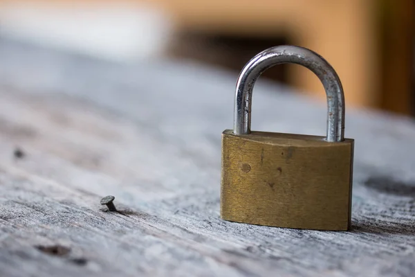 Padlock Wooden Background Close — Stock Photo, Image