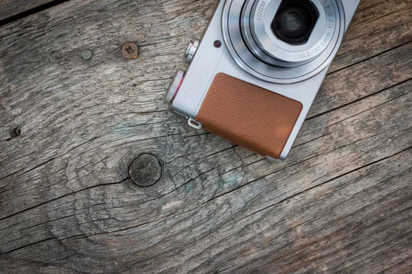 Modern Camera Wooden Table — Stock Photo, Image