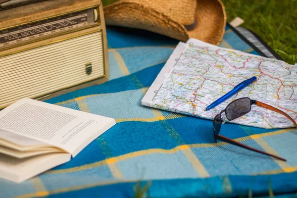 Straw Hat Map Old Radio Park — Stock Photo, Image