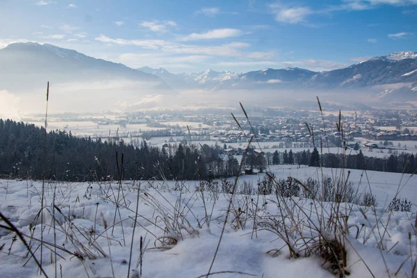 Красиві Зимові Гори Пейзаж — стокове фото