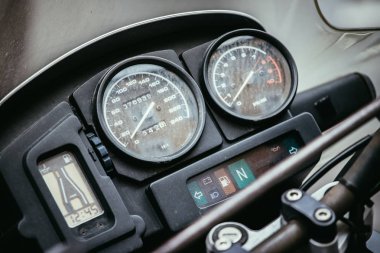 Motosikletin ayrıntıları arka planda, kapat