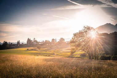 Panoramik pastoral dağ manzarası
