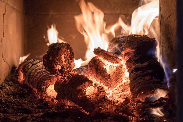 Fuego Ardiente Chimenea — Foto de Stock