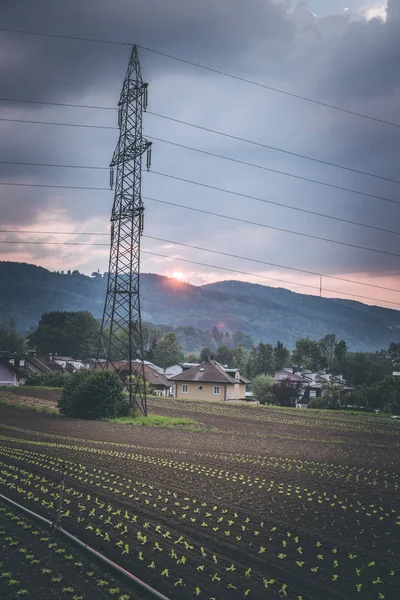 Infraestrutura Eletricidade Alta Tensão Rede Inteligente — Fotografia de Stock