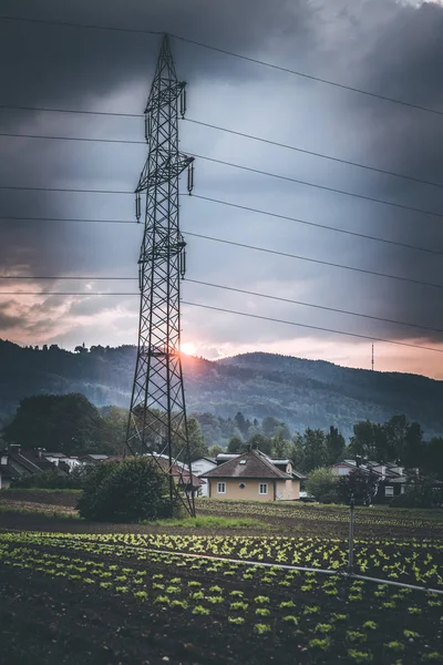 Infraestrutura Eletricidade Alta Tensão Rede Inteligente — Fotografia de Stock