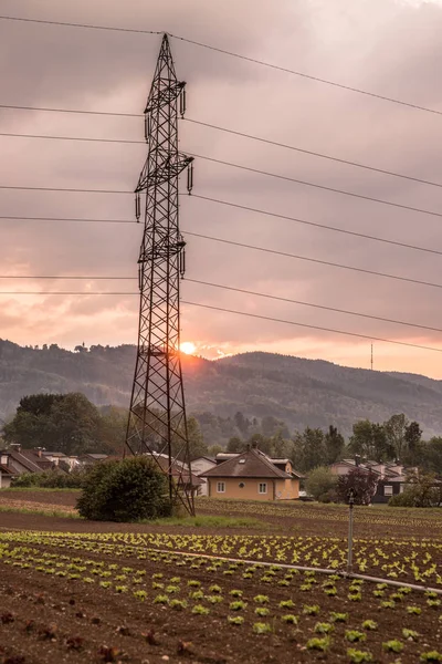 Infraestrutura Eletricidade Alta Tensão Rede Inteligente — Fotografia de Stock