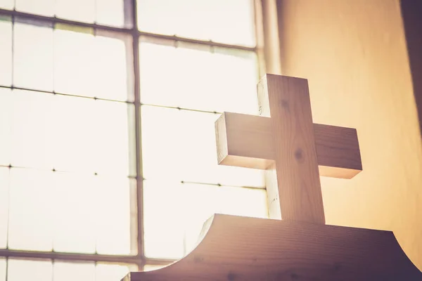Wooden Cross Church Background — Stock Photo, Image