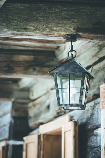 Vintage Laterne Auf Holzgrund — Stockfoto