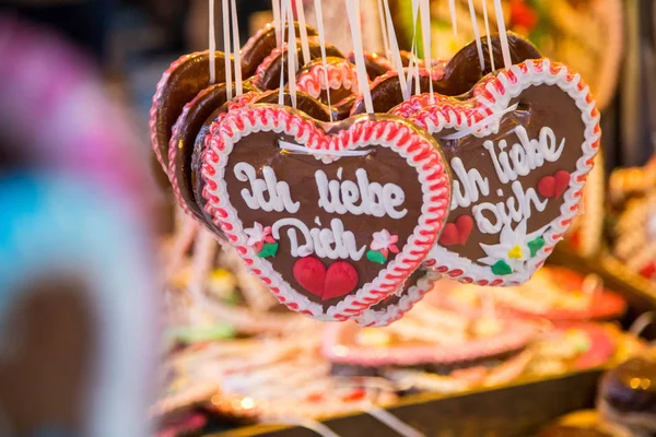 Gingerbread hearts  in a pedestrian area, Austria