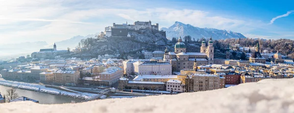 Salzburgo Cidade Velha Época Natal Nevado Noite Áustria — Fotografia de Stock