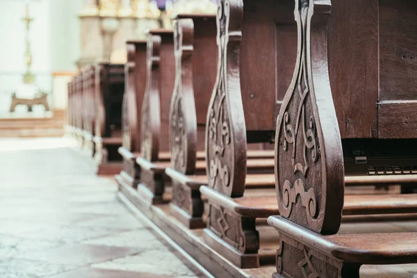 Empty Church Benches Background — Stock Photo, Image